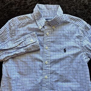 Ralph Lauren Boys Long‎ Sleeve Medium 10-12 Blue Check Button-Down Shirt
